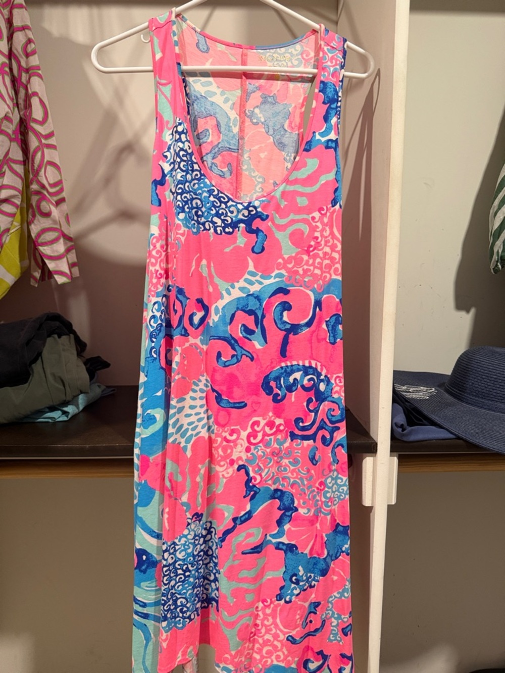 Lilly Pulitzer Pink and Blue Printed Midi Dress